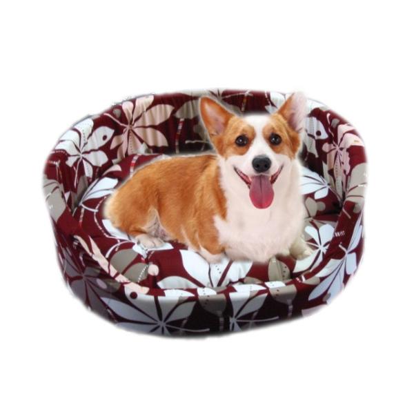 ペットベッド　Ｌサイズ　中型犬用　日本製　リーフ柄　レッド　 国産 ネコ用ベッド 綿100％ 丸洗いＯＫ クッション取り外せる ペットソファー