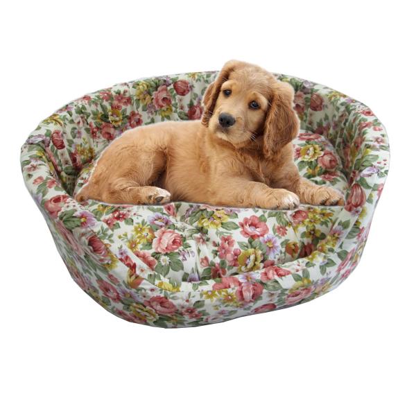 ペットベッド　Ｍサイズ　小型犬用　花柄　フローラ　日本製 洗える 犬用ベッド 国産 ネコ用ベッド 綿100％ 丸洗いＯＫ クッション取り外せる ペットソファー