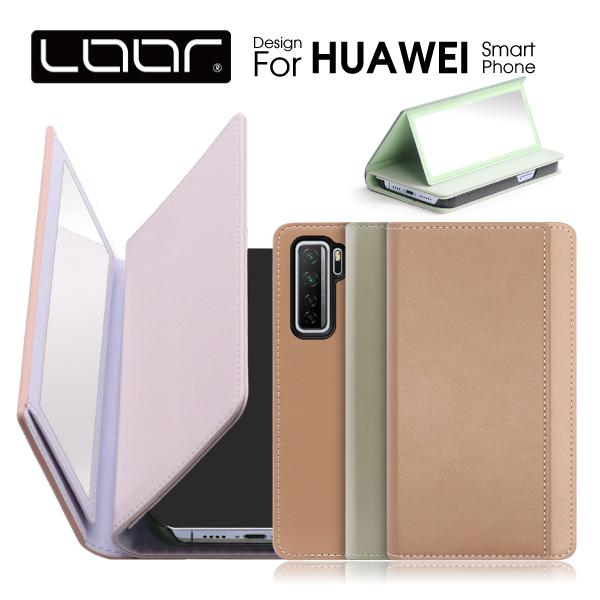 LooCo HUAWEI P40 Pro lite E nova 3+ plus nova5T ケース 手帳型 鏡 