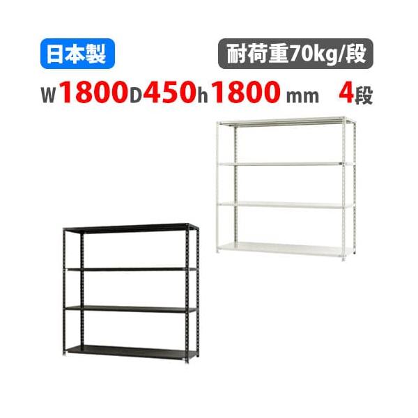 キタジマ スチールラック 幅180×奥行45×高さ180cm 4段 70kg/段 キタジマ スチールラック 幅180×奥行45×高さ180cm 4段 70kg/段