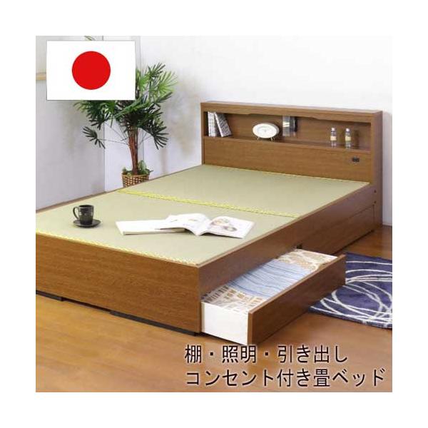 畳ベッド セミダブル 畳もフレームもオール日本製 防湿防虫加工 引き出し付き タタミ
