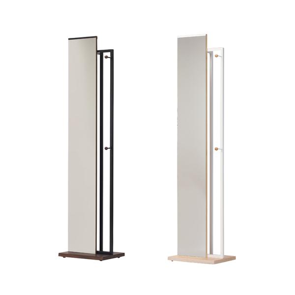 全身を映せるハンガー付スタンドミラーです！裏にあるハンガーパイプ、サイドの2個のフックに衣服類を掛けられます。ベース底にはキャスターが付いているので移動が楽に行えます。鏡面には飛散防止加工が施されています。商品番号KHM-400お客様組立の...