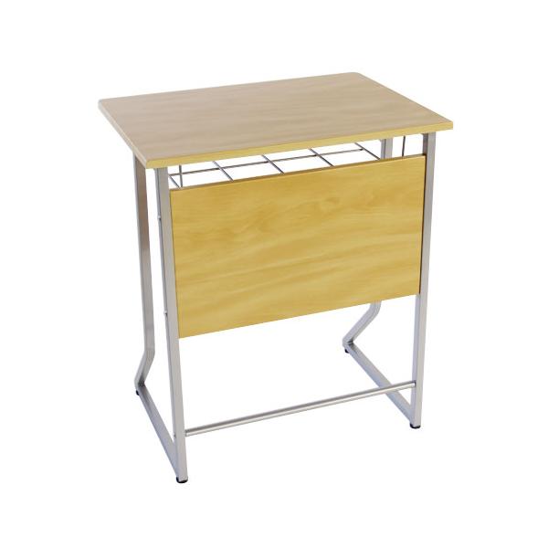 省スペースでおしゃれなシンプルデスク！天板下にラックがついた、シンプルな学習机です。サイドにバッグなどをかけるフックがついています。便利なアジャスター付き。座った際、足元が隠れる板がついているので、企業の研修室・セミナールーム、学習塾の講義...