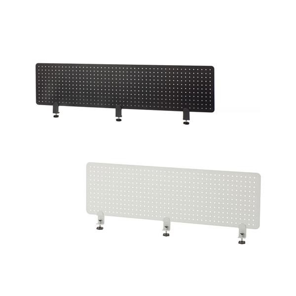 パネルに孔開きのパンチングメタルを使用した、光が感じられるデスクトップ用スクリーン。スチール製でマグネットが使用できます。クランプ式で取り付けが簡単にできます。金具は左右に動きます。商品番号68-SHDTP-P12組立状態お客様組立の商品（...