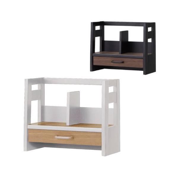 2種類の木目を組み合わせたデザインのデスクシェルフ。引出し付きで大容量の収納が嬉しいです。カラーはお部屋の雰囲気に合わせて2種類からお選びいただけます。モダンでおしゃれなデザインは老若男女、使う人を問わず、飽きることなく末永くご使用いただけ...