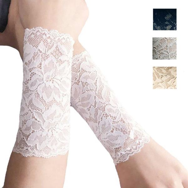 リストバンド レース ロング 15cm 傷隠し タトゥー隠し 手首 サポーター おしゃれ レディース 蒸れない 薄手