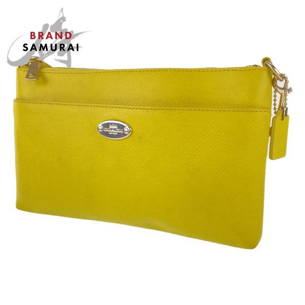 COACH（コーチ） ミニポーチ付き イエロー レザー ハンドバッグ