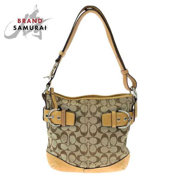 【美品】COACH ショルダーバッグ ブラウン COACH（コーチ） シグネチャー ブラウン キャンバス F03574 ショルダー