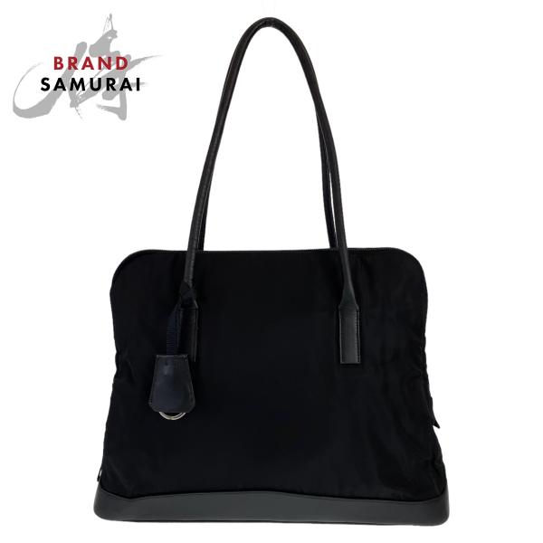 ♦️【プラダ】テスート　トートバッグ　三角ロゴプレート　シルバー金具　ナイロン PRADA（プラダ） テスート 三角ロゴプレート ブラック シルバー金具