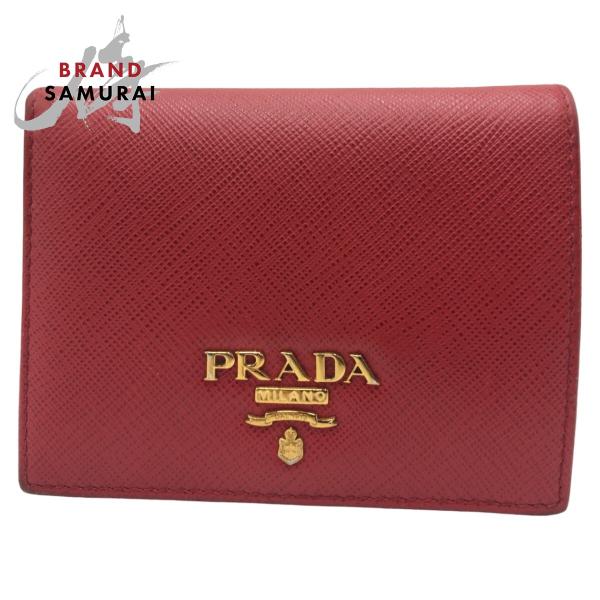 PRADA（プラダ） 美品 サフィアーノ レッド ゴールド金具 レザー 折
