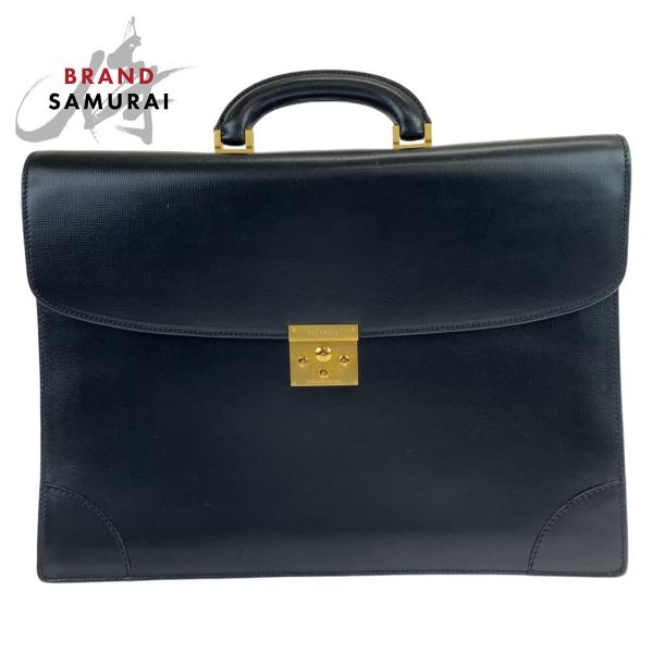 希少★美品 Valextra シャーロックホームズ ビジネスバッグ キー付 黒 Valextra（ヴァレクストラ） 美品 シャーロックホームズロック