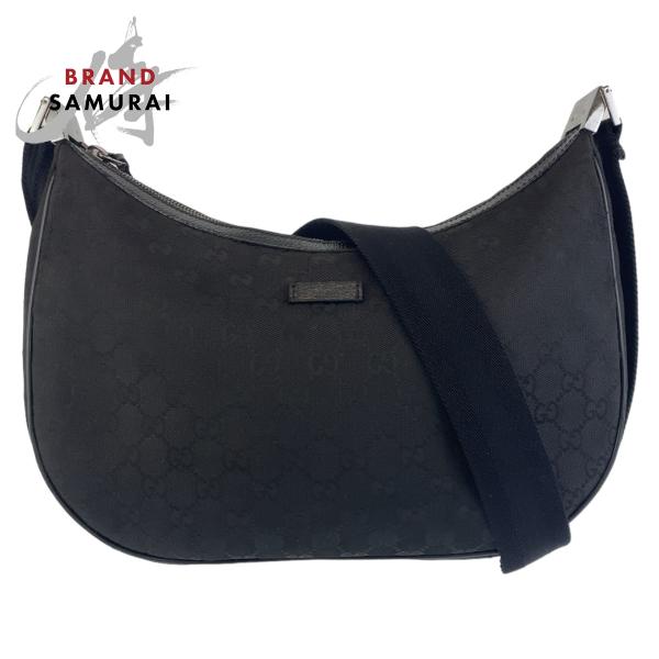 GUCCI 鞄 GUCCI グッチ ブラック シルバー金具 GGキャンバス 122790 斜め