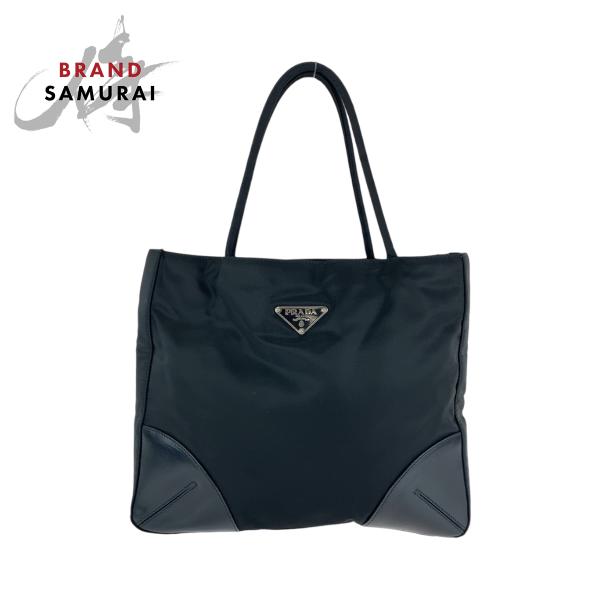 美品✨プラダ トートバッグ ロゴプレート PRADA プラダ トライアングルロゴプレート キャンバストート
