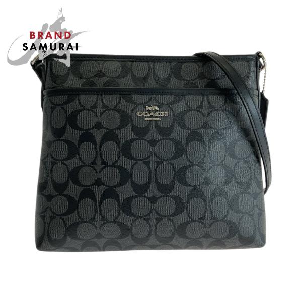 ✨美品✨ コーチ ショルダーバッグ シグネチャー　Cパッチ　PVC×レザー COACH（コーチ） 美品 シグネチャー ブラック シルバー金具 PVC/レザー
