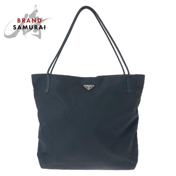 PRADA（プラダ） テスート 三角ロゴプレート ブラック 黒 シルバー金具