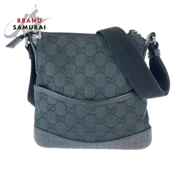 GUCCI ボディバッグ　ロゴ型押し　キャンバス×レザー　ブラック　シルバー金具 Gucci クロスボディバッグ 男性 皮革 黒 | B-Exit – B-Exit top