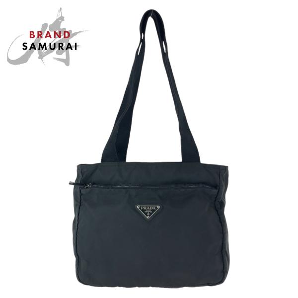 PRADA（プラダ） テスート 三角ロゴプレート ブラック 黒 シルバー金具