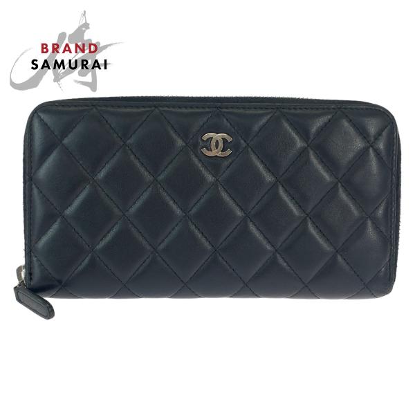 シャネル　マトラッセ　長財布　黒　ラムスキン　ゴールドココ　正規品　美品 CHANEL（シャネル） 美品 マトラッセ ココマーク ブラック 黒 シルバー