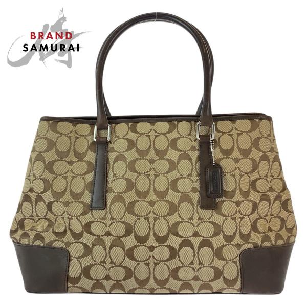COACH（コーチ） 美品 シグネチャー ブラウン ベージュ シルバー金具