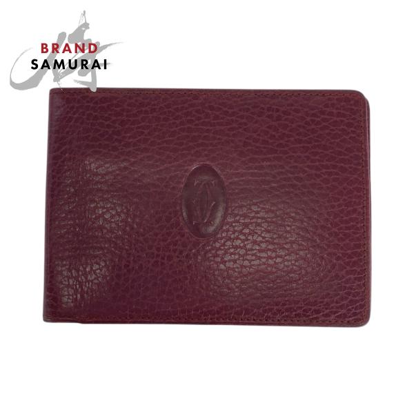 美品✨カルティエ　マネークリップ　マストライン　レザー　ボルドー　ゴールド金具 Cartier 美品 CARTIER カルティエ マストライン マネークリップ