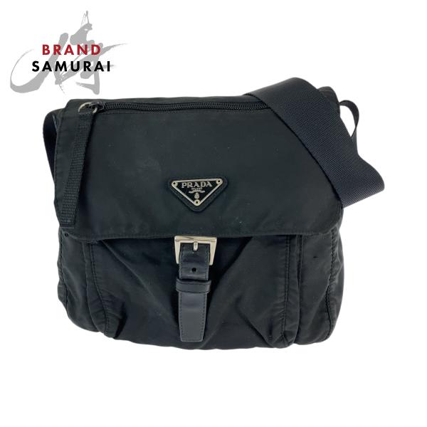 PRADA（プラダ） テスート 三角ロゴプレート ブラック 黒 シルバー金具