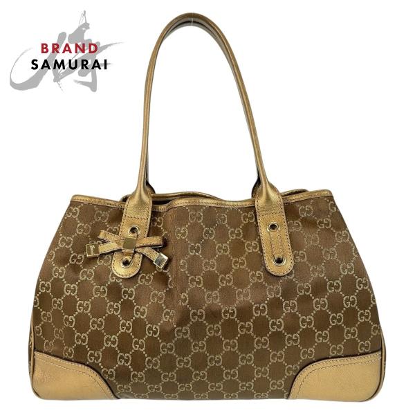 GUCCI（グッチ） プリンシー GG柄 ブラウン ゴールド金具 サテン