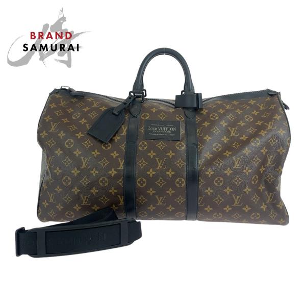 LOUIS VUITTON ルイヴィトン モノグラム マカサー ウォータープルーフ キーポルバンドリエール55 ブラウン ブラック PVC M41411 ボストンバッグ 防水加工 メンズ 409525 【中古】 LOUIS VUITTON（ルイ・ヴィトン） モノグラム マカサー ウォーター