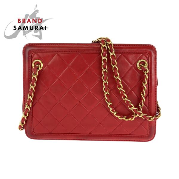 CHANEL シャネル ヴィンテージ マトラッセ ココマーク フリンジ レッド  