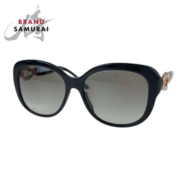【極美品】BVLGARI 8180-B-F ラインストーン サングラス　ブラック BVLGARI（ブルガリ） ラインストーン ブラック ゴールド プラスチック