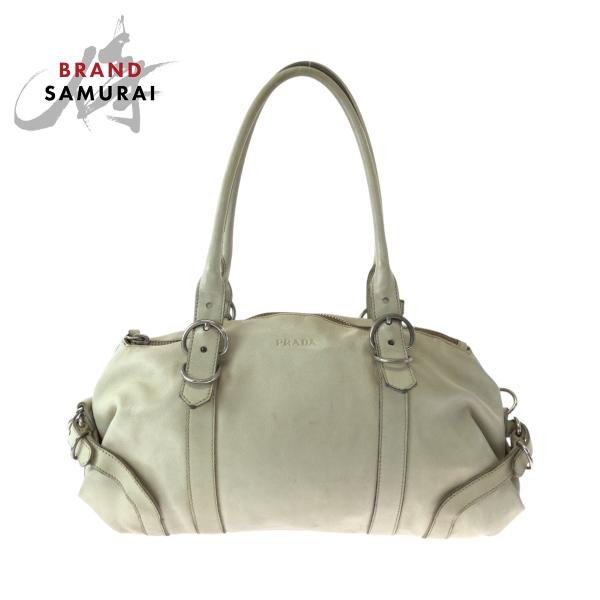 し*み様 PRADA プラダ レザー ハンドバッグ PRADA（プラダ） ホワイト シルバー金具 レザー ハンドバッグ