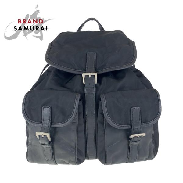 PRADA（プラダ） テスート 三角ロゴプレート ブラック 黒 シルバー金具