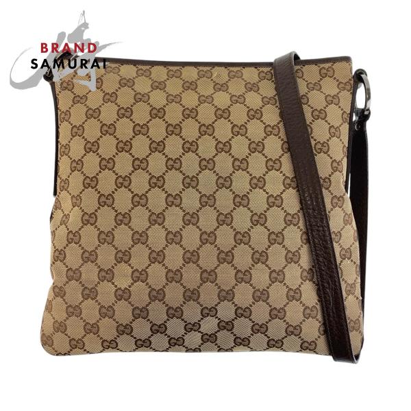 GUCCI グッチ ベージュ ブラウン GGキャンバス/レザー 113013