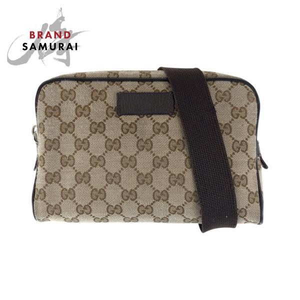 GUCCI（グッチ） ブラウン シルバー金具 GGキャンバス/レザー 449174