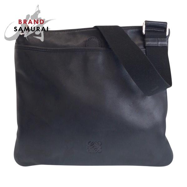 【美品】LOEWE アナグラム　ロエベ ショルダーバッグ ポシェット ブラック 美品 ロエベ LOEWE ショルダーバッグ レザー アナグラム