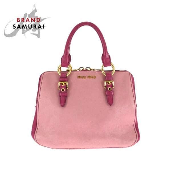 miu miu（ミュウミュウ） 美品 マドラス ピンク ゴールド金具 レザー