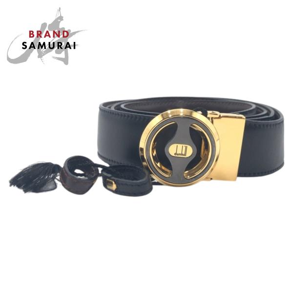 【新品未使用】dunhill ダンヒル レザー ベルト ブラック D-Eight dunhill 美品 Dunhill ダンヒル ブラック 黒 ゴールド レザー ベルト