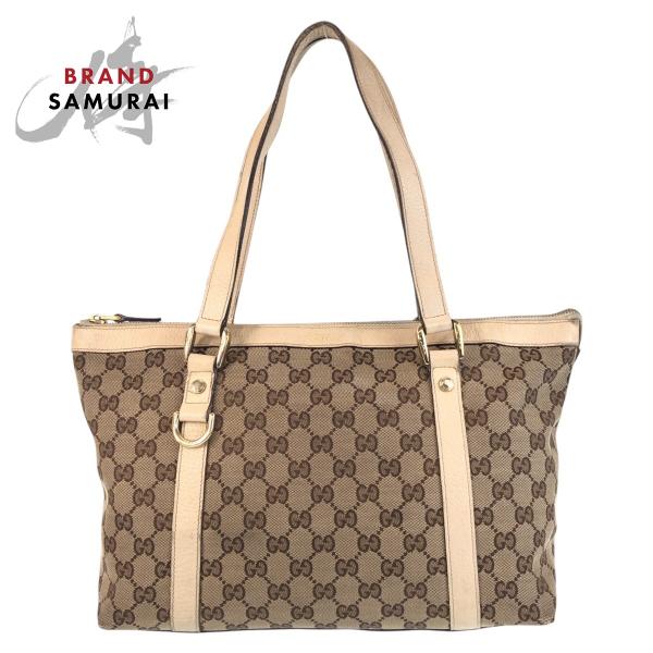 GUCCI グッチ アビー ベージュ ホワイト ゴールド金具 GGキャンバス