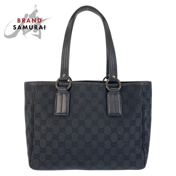 GUCCI（グッチ） 美品 ブラック 黒 GGキャンバス/レザー 113019 トート