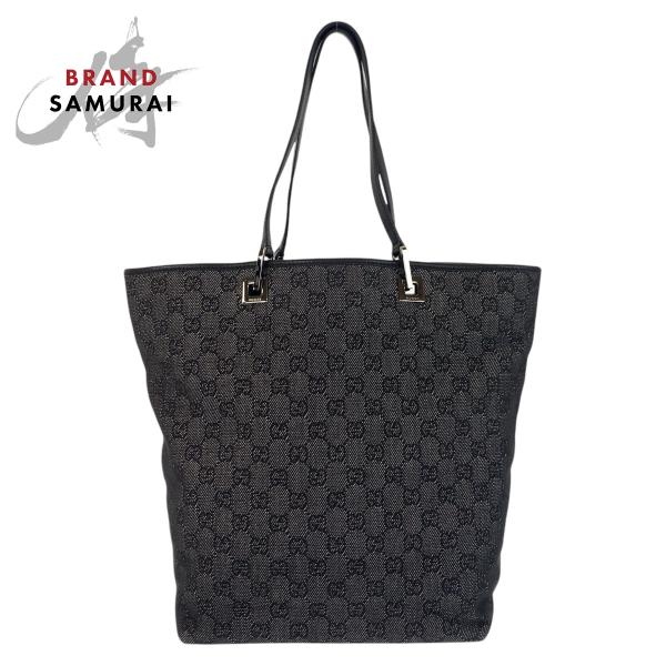 GUCCI（グッチ） 美品 ブラック 黒 GGキャンバス/レザー 31243 トート