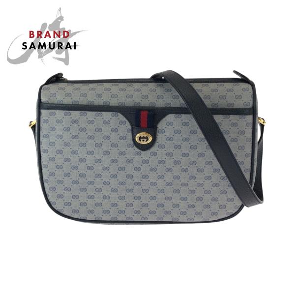 GUCCI（グッチ） 美品 オールドグッチ グレー ネイビー ゴールド金具