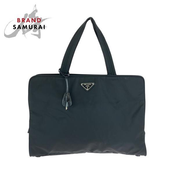 PRADA プラダ テスート 三角ロゴプレート ブラック 黒 シルバー