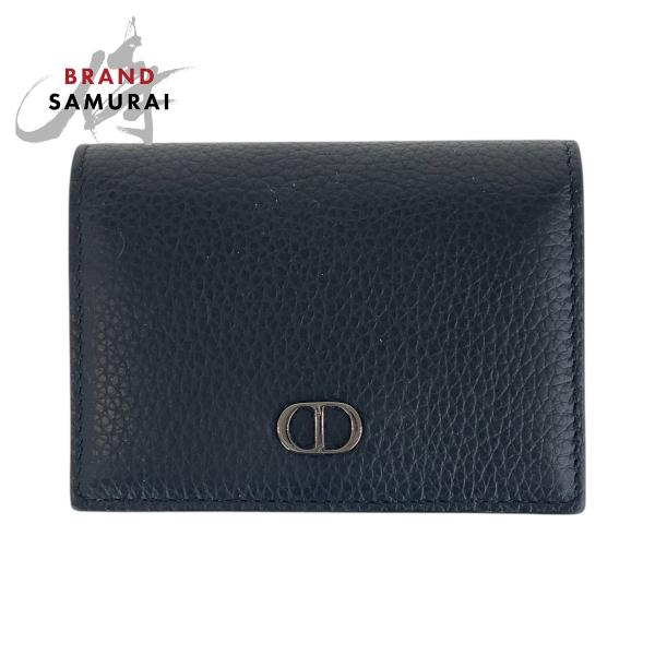 美品 Dior ディオール ブラック 黒 ガンメタ金具 レザー カードケース