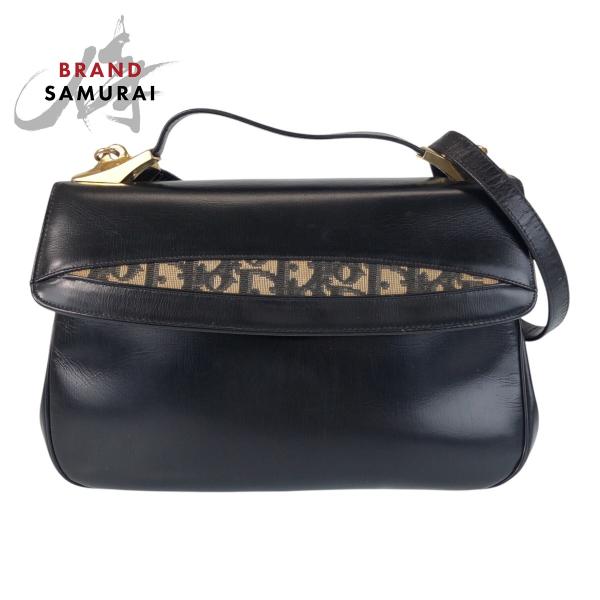 ディオール トロッター チェーン ハンドバッグ レザー ブラック ヴィンテージ クリスチャン ディオール ヴィンテージ トロッター プッシュロック