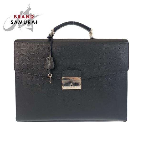 美品 プラダ PRADA サフィアーノ ビジネスバッグ ブリーフケース ブラック 503961-1_wm.jpg