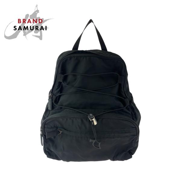 プラダ リュック バックパック 三角ロゴプレート ナイロン レザー 黒 PRADA プラダ テスート 三角ロゴプレート ブラック 黒 シルバー