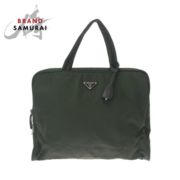 美品】プラダ ビジネスバッグ 三角プレート テスートナイロン カーキ