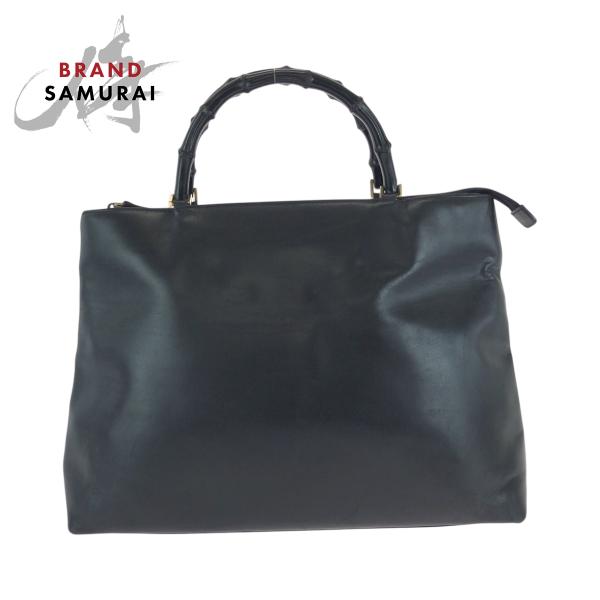 【美品】グッチ バンブー トートバッグ GG ゴールド金具 カーフ レザー 黒 GUCCI グッチ バンブー ブラック 黒 ゴールド金具 レザー 002