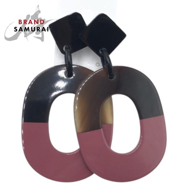 HERMES バッファローホーンピアス ブラウン/ピンク HERMESバッファロー