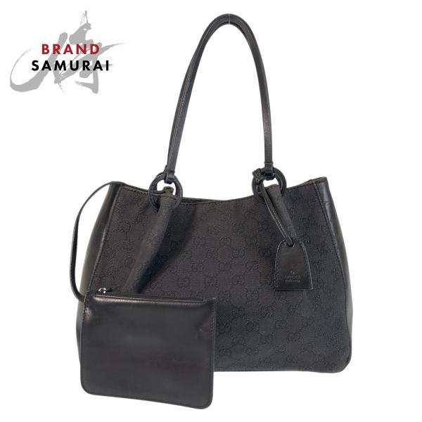 GUCCI グッチ ハンドバッグ トート 本革 キャンバス GG柄 ブラック GGキャンバス グッチ トートバッグ キャンバス×レザー ブラック