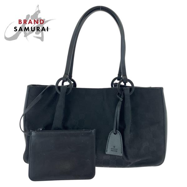 【美品】グッチ ハンドバッグ トートバッグ ブラック キャンバス GG柄 GUCCI グッチ ブラック 黒 GGキャンバス/レザー 94898 トート